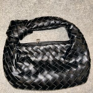 Elegant Black Woven Handbag- small